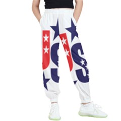 Usa Stars Fourth Of July Symbol America Usa Stars Kids  Elastic Waist Pants by Wegoenart