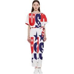 Usa Stars Fourth Of July Symbol America Usa Stars Batwing Lightweight Chiffon Jumpsuit by Wegoenart