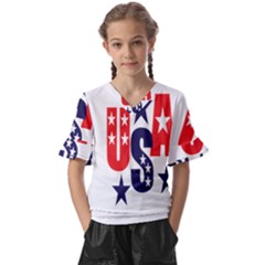 Usa Stars Fourth Of July Symbol America Usa Stars Kids  V-neck Horn Sleeve Blouse by Wegoenart