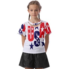 Usa Stars Fourth Of July Symbol America Usa Stars Kids  Front Cut Tee by Wegoenart