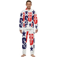 Usa Stars Fourth Of July Symbol America Usa Stars Men s Long Sleeve Velvet Pocket Pajamas Set by Wegoenart