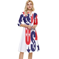 Usa Stars Fourth Of July Symbol America Usa Stars Classy Knee Length Dress by Wegoenart