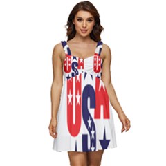 Usa Stars Fourth Of July Symbol America Usa Stars Ruffle Strap Babydoll Chiffon Dress by Wegoenart