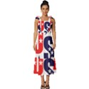 Usa Stars Fourth Of July Symbol America Usa Stars Tie-Strap Tiered Midi Chiffon Dress View1