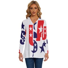 Usa Stars Fourth Of July Symbol America Usa Stars Long Sleeve Drawstring Hooded Top by Wegoenart