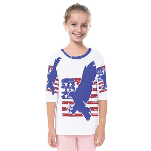 Usa Flag Eagle Symbol American Bald Eagle Country Kids  Quarter Sleeve Raglan Tee by Wegoenart