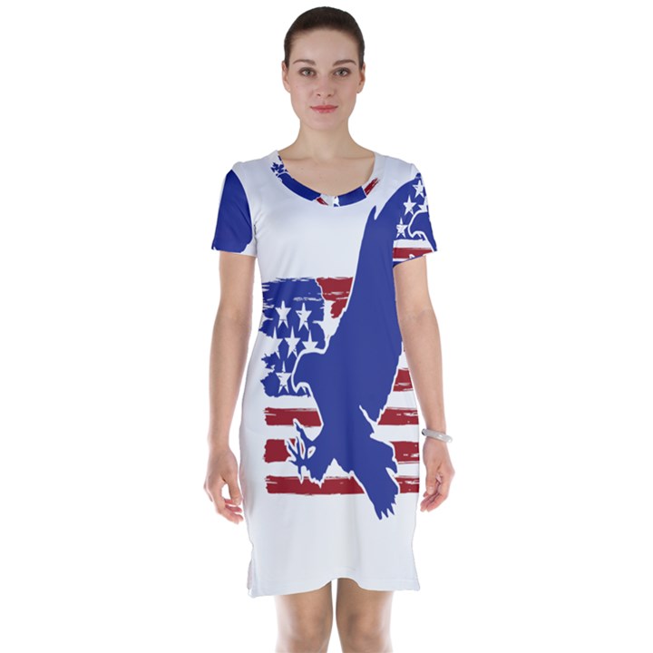 Usa Flag Eagle Symbol American Bald Eagle Country Short Sleeve Nightdress