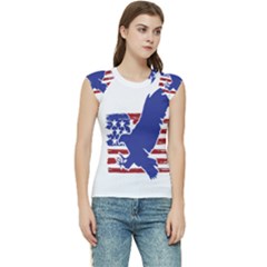 Usa Flag Eagle Symbol American Bald Eagle Country Women s Raglan Cap Sleeve Tee by Wegoenart