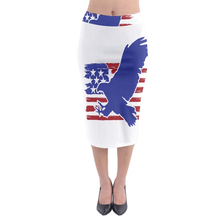 Usa Flag Eagle Symbol American Bald Eagle Country Midi Pencil Skirt