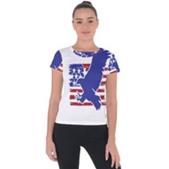 Usa Flag Eagle Symbol American Bald Eagle Country Short Sleeve Sports Top  by Wegoenart