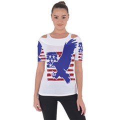 Usa Flag Eagle Symbol American Bald Eagle Country Shoulder Cut Out Short Sleeve Top by Wegoenart