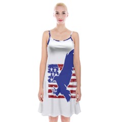 Usa Flag Eagle Symbol American Bald Eagle Country Spaghetti Strap Velvet Dress