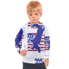 Usa Flag Eagle Symbol American Bald Eagle Country Kids  Hooded Pullover by Wegoenart