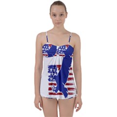 Usa Flag Eagle Symbol American Bald Eagle Country Babydoll Tankini Set by Wegoenart