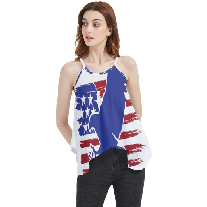 Usa Flag Eagle Symbol American Bald Eagle Country Flowy Camisole Tank Top