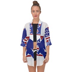 Usa Flag Eagle Symbol American Bald Eagle Country Open Front Chiffon Kimono by Wegoenart