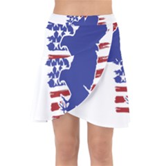 Usa Flag Eagle Symbol American Bald Eagle Country Wrap Front Skirt by Wegoenart