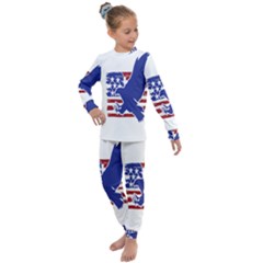 Usa Flag Eagle Symbol American Bald Eagle Country Kids  Long Sleeve Set 