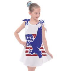 Usa Flag Eagle Symbol American Bald Eagle Country Kids  Tie Up Tunic Dress by Wegoenart