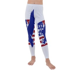 Usa Flag Eagle Symbol American Bald Eagle Country Kids  Lightweight Velour Leggings by Wegoenart