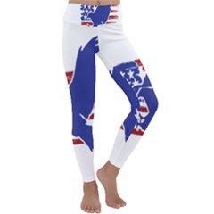 Usa Flag Eagle Symbol American Bald Eagle Country Kids  Lightweight Velour Classic Yoga Leggings by Wegoenart