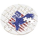 Usa Flag Eagle Symbol American Bald Eagle Country Wooden Puzzle Round View2