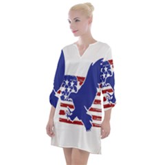 Usa Flag Eagle Symbol American Bald Eagle Country Open Neck Shift Dress by Wegoenart