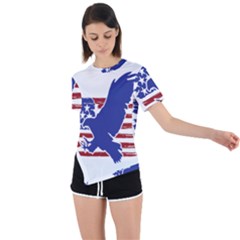 Usa Flag Eagle Symbol American Bald Eagle Country Asymmetrical Short Sleeve Sports Tee by Wegoenart