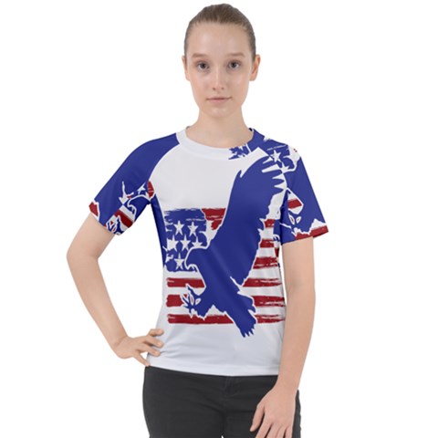 Usa Flag Eagle Symbol American Bald Eagle Country Women s Sport Raglan Tee by Wegoenart