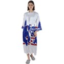 Usa Flag Eagle Symbol American Bald Eagle Country Maxi Satin Kimono View1