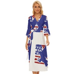 Usa Flag Eagle Symbol American Bald Eagle Country Midsummer Wrap Dress by Wegoenart