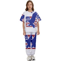 Usa Flag Eagle Symbol American Bald Eagle Country Kids  Tee And Pants Sports Set by Wegoenart