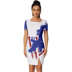 Usa Flag Eagle Symbol American Bald Eagle Country Fitted Knot Split End Bodycon Dress by Wegoenart