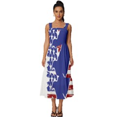 Usa Flag Eagle Symbol American Bald Eagle Country Square Neckline Tiered Midi Dress by Wegoenart