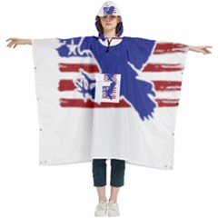 Usa Flag Eagle Symbol American Bald Eagle Country Women s Hooded Rain Ponchos