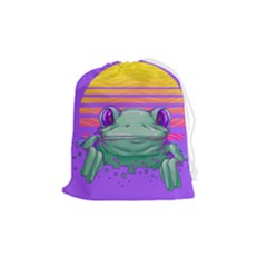 Frog Animal Sun Amphibian Figure Digital Art Drawstring Pouch (medium) by Wegoenart