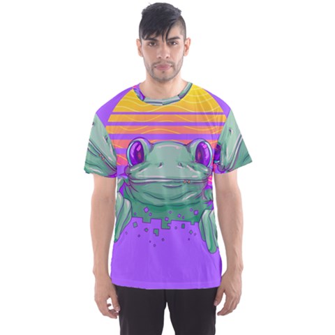 Frog Animal Sun Amphibian Figure Digital Art Men s Sport Mesh Tee by Wegoenart