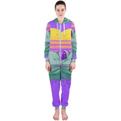 Frog Animal Sun Amphibian Figure Digital Art Hooded Jumpsuit (ladies)