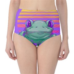 Frog Animal Sun Amphibian Figure Digital Art Classic High-waist Bikini Bottoms by Wegoenart