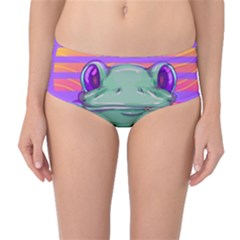 Frog Animal Sun Amphibian Figure Digital Art Mid-waist Bikini Bottoms by Wegoenart