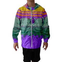 Frog Animal Sun Amphibian Figure Digital Art Kids  Hooded Windbreaker by Wegoenart