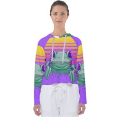 Frog Animal Sun Amphibian Figure Digital Art Women s Slouchy Sweat