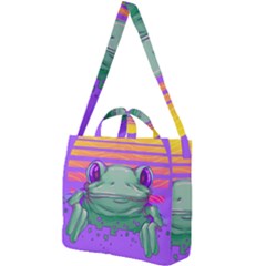 Frog Animal Sun Amphibian Figure Digital Art Square Shoulder Tote Bag by Wegoenart