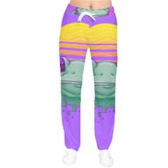 Frog Animal Sun Amphibian Figure Digital Art Women Velvet Drawstring Pants