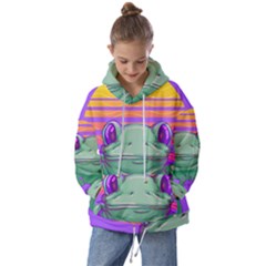 Frog Animal Sun Amphibian Figure Digital Art Kids  Oversized Hoodie