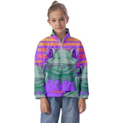 Frog Animal Sun Amphibian Figure Digital Art Kids  Half Zip Hoodie