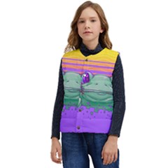 Frog Animal Sun Amphibian Figure Digital Art Kid s Short Button Up Puffer Vest	 by Wegoenart