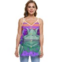 Frog Animal Sun Amphibian Figure Digital Art Casual Spaghetti Strap Chiffon Top View1