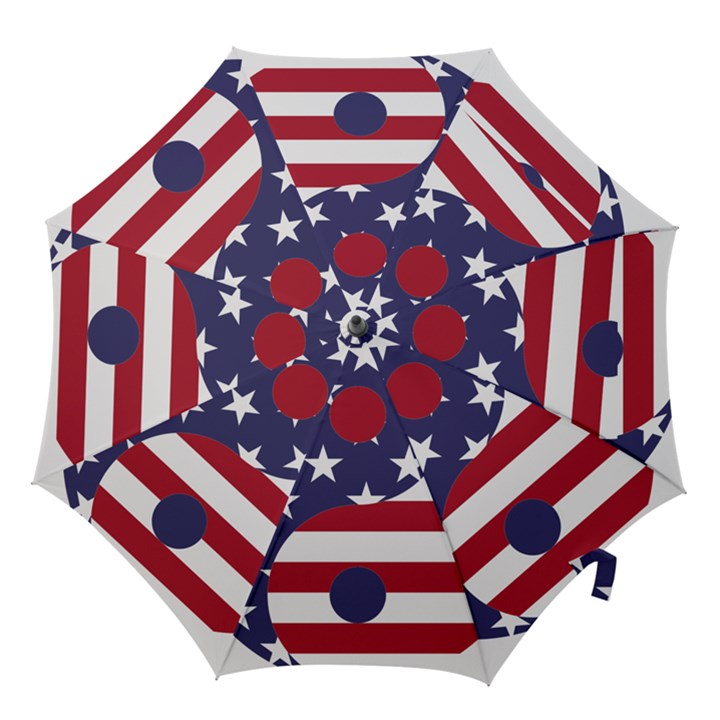 Yang Yin America Flag Abstract Art Asian Balance Hook Handle Umbrellas (Medium)