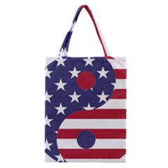 Yang Yin America Flag Abstract Art Asian Balance Classic Tote Bag by Wegoenart